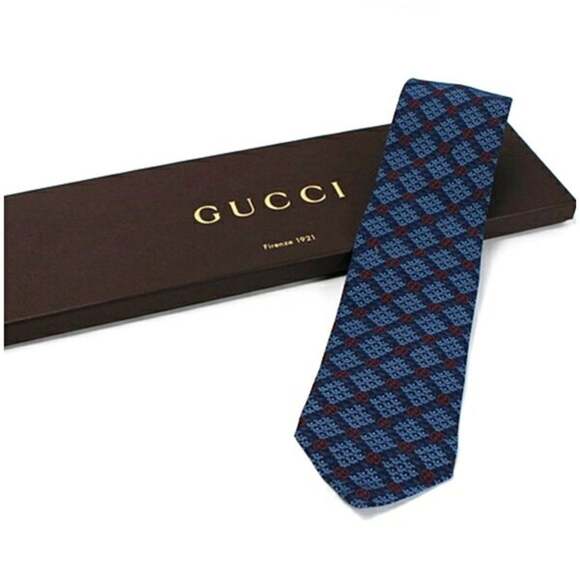 Gucci Rayon Necktie, Unused, GG Pattern, GUCCI 633992, Men's, Slim Fit
